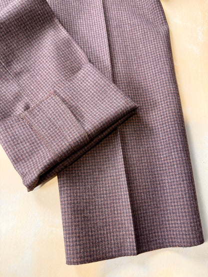 Pantaloni anni ‘70/‘80 flanella quadretti marrone ruggine (NOS) - tg. 44