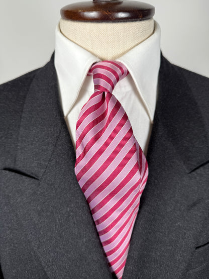 Cravatta Armani in raso a righe rosa