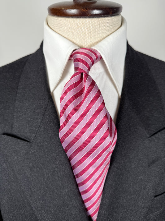 Cravatta Armani in raso a righe rosa