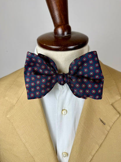 Papillon vintage blu micro fantasia fiori