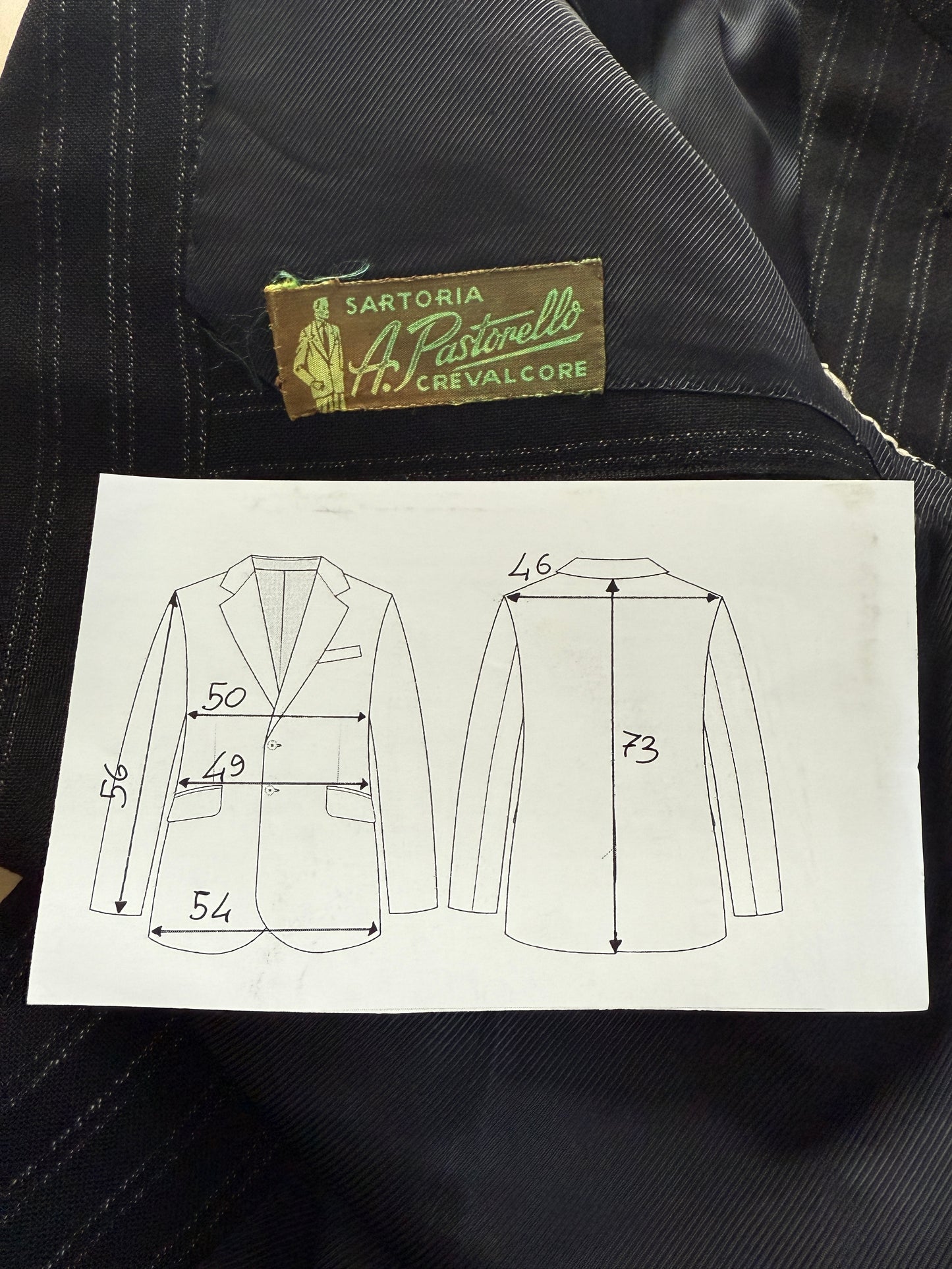 Giacca anni ‘50 sartoriale nero gessato - tg. 44