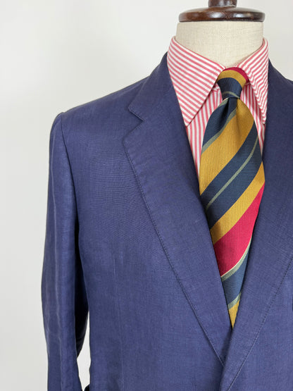 Completo sartoriale anni '70 in lino blu stile workwear - tg. 54