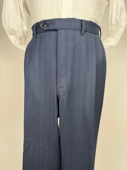 Completo sartoriale tessuto E. Zegna lana pettinata blu - tg. 54/56 drop basso