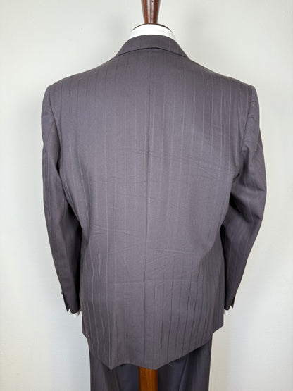 Completo doppiopetto gessato anni ‘80 marrone cacao - tg. 52