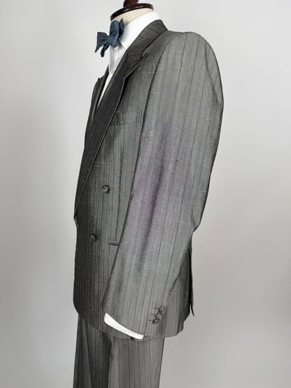 Completo doppiopetto anni ‘70/‘80 pura seta shantung - tg. 48/50