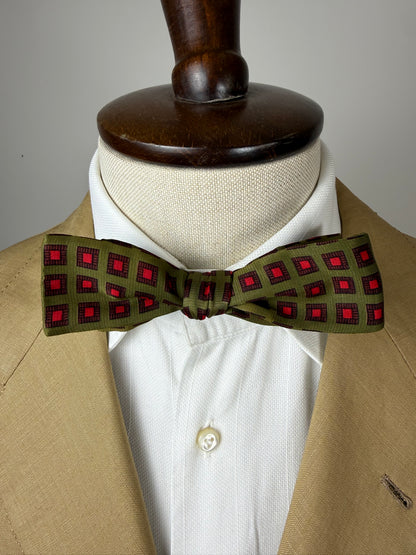 Papillon vintage verde quadri rossi