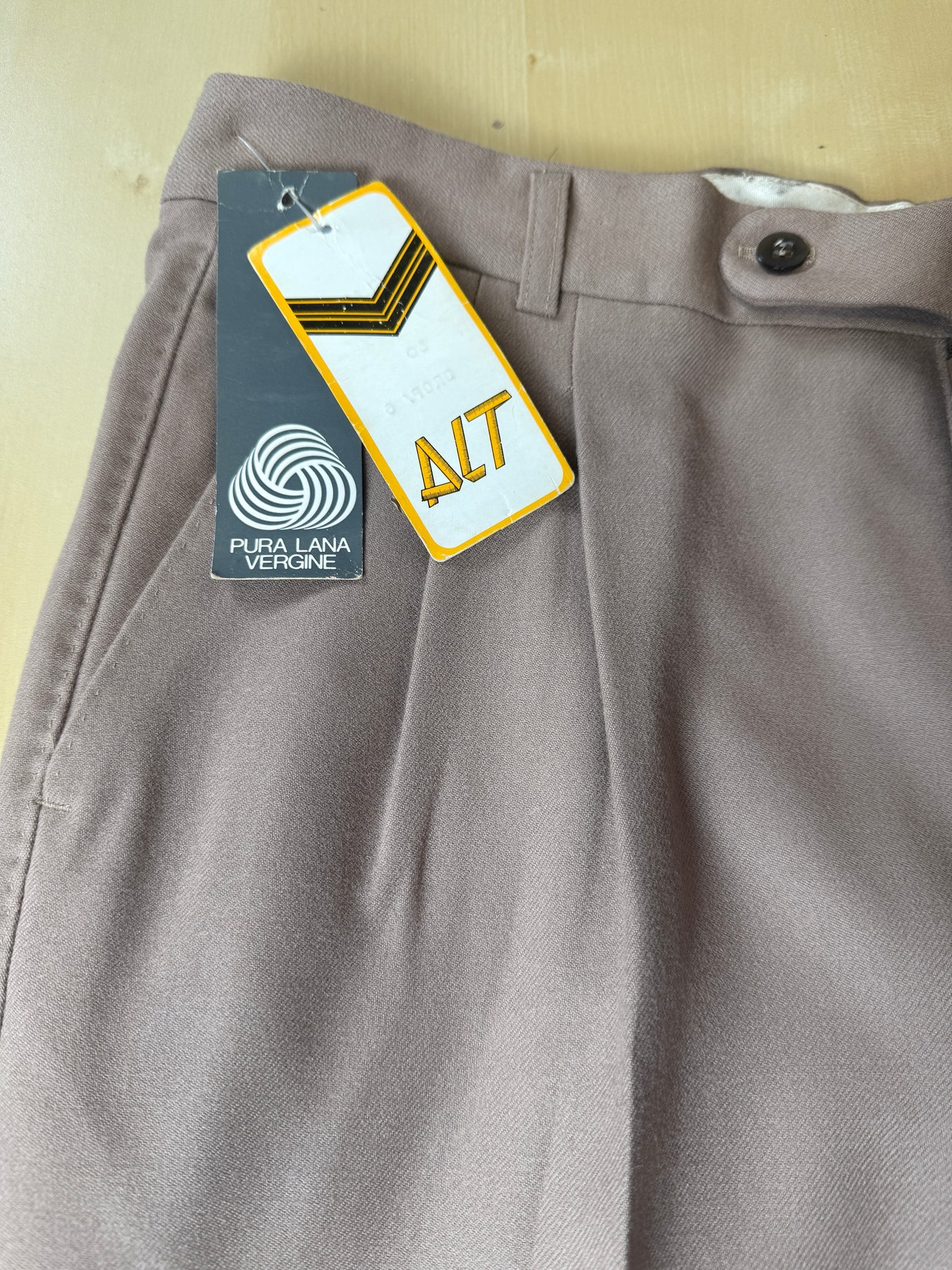 Pantaloni anni ‘70/‘80 in flanella beige (NOS) - tg. 50