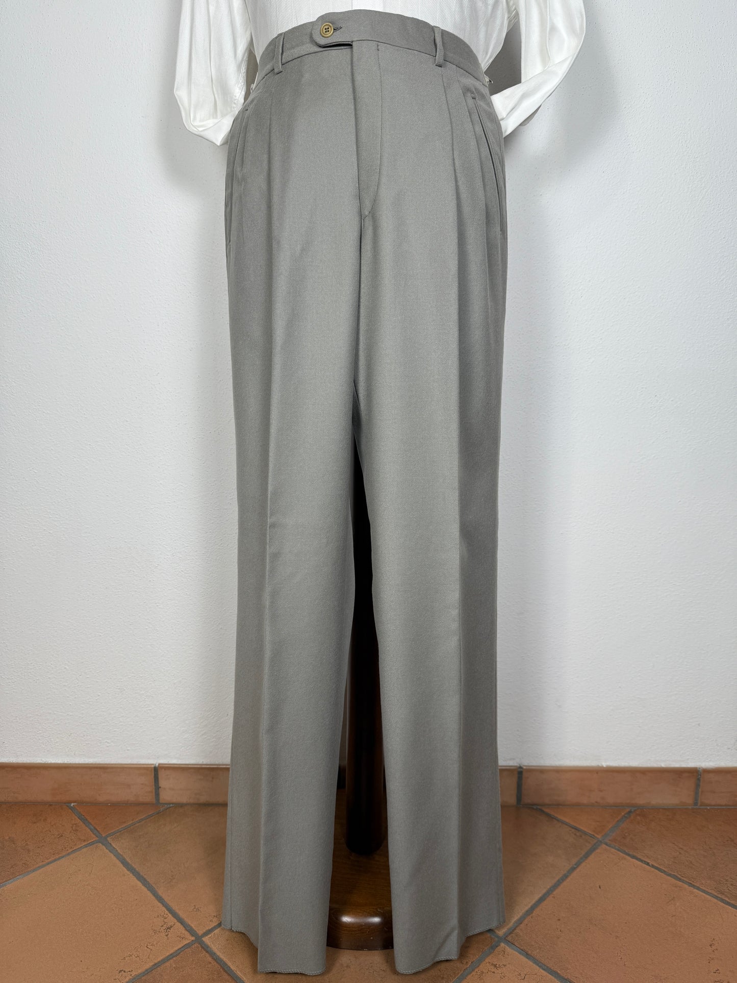 Pantalone in flanella anni ‘80 verde-grigio (NOS) - tg. 48