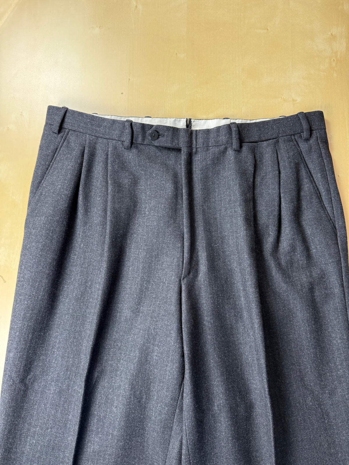 Completo Brioni doppiopetto anni '80 flanella antracite gessato - tg. 56