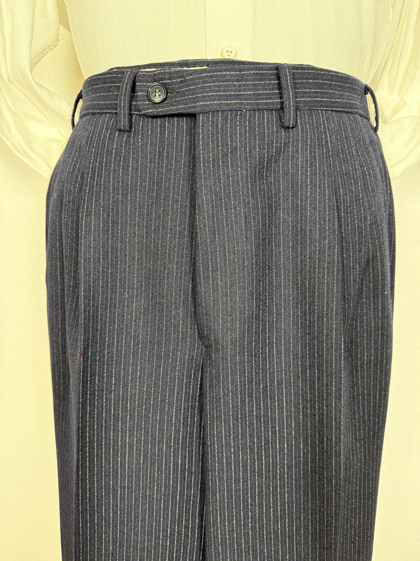 Completo Marzotto anni ‘70/‘80 in flanella blu gessato (NOS) - tg. 44