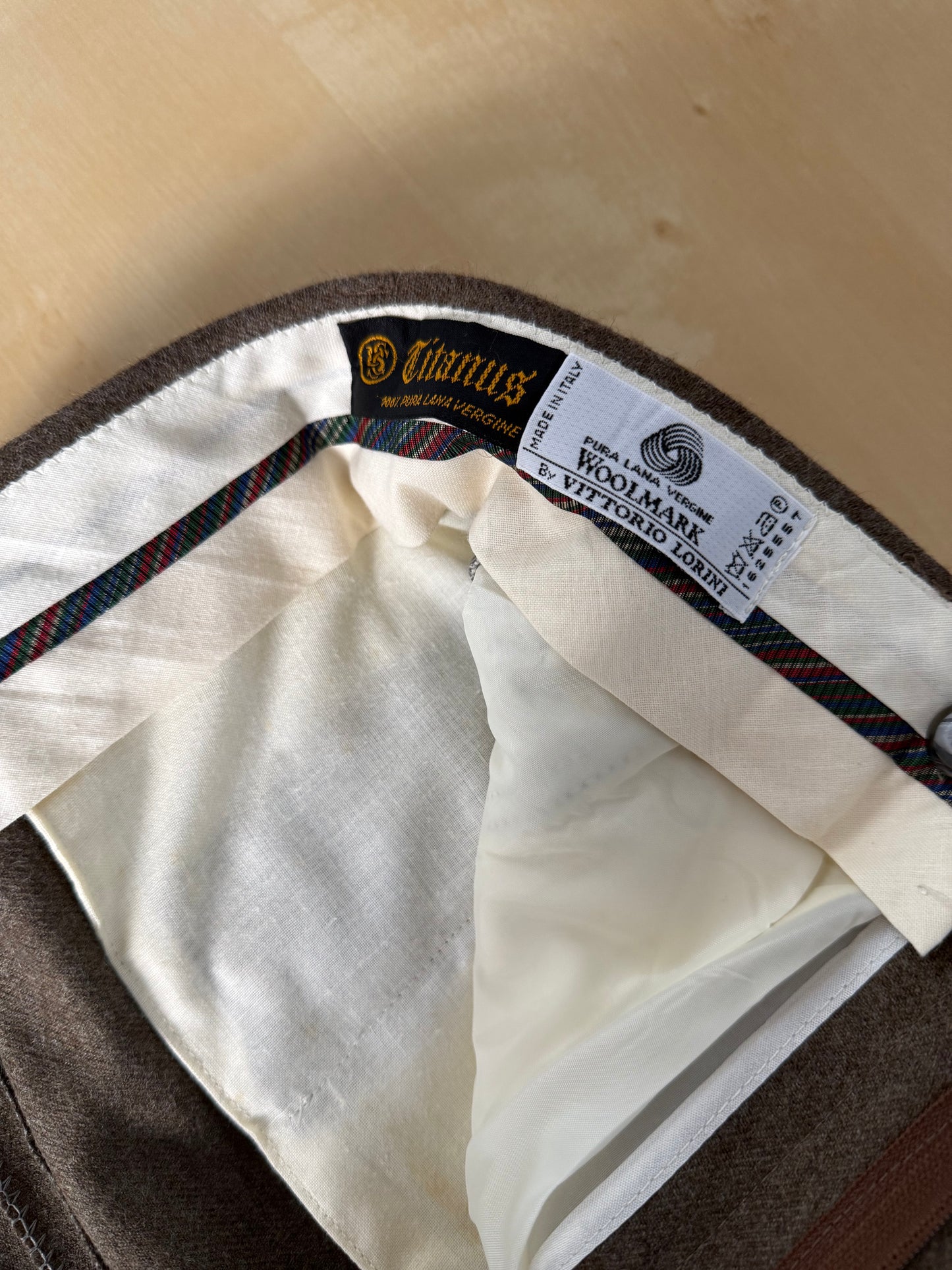 Pantaloni flanella anni ‘80 marrone tabacco (NOS) - tg. 44