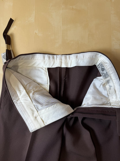Pantaloni anni ‘80 in twill di lana color cioccolato (NOS) - tg. 44