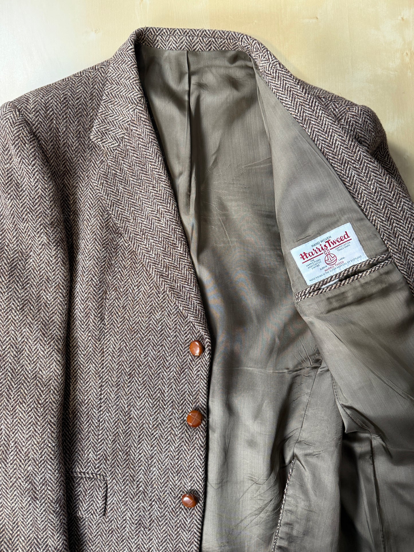 Giacca anni ‘90 in Harris Tweed marrone spigato - tg. 50