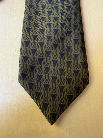 Cravatta anni ‘60 verde micro fantasia geometrica