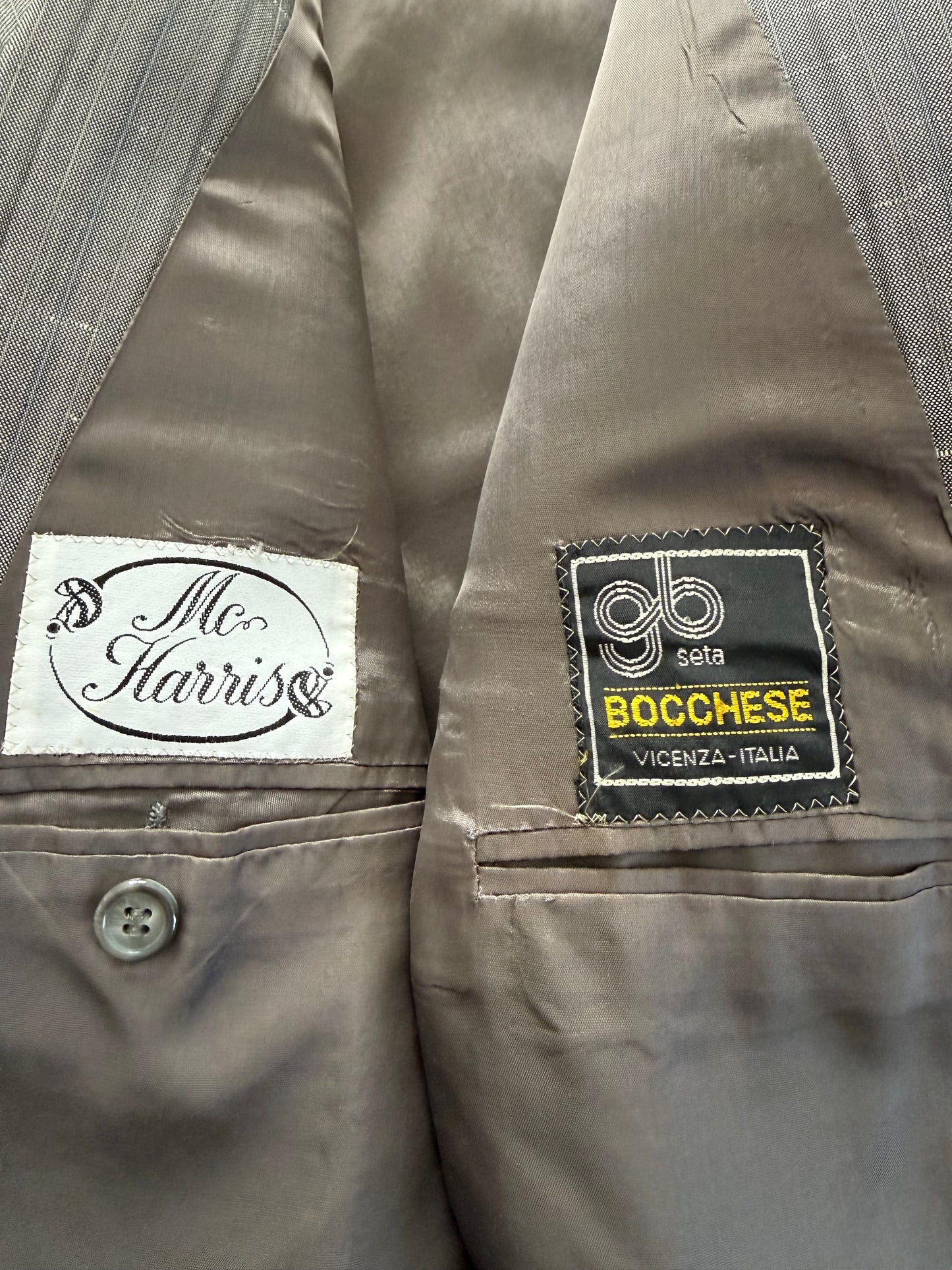 Completo doppiopetto anni ‘70/‘80 pura seta shantung - tg. 48/50