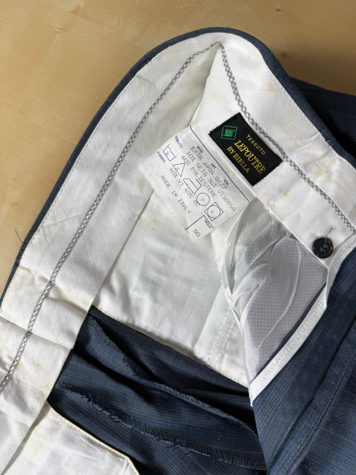 Pantaloni anni '80 blu a righe (NOS) - tg. 50