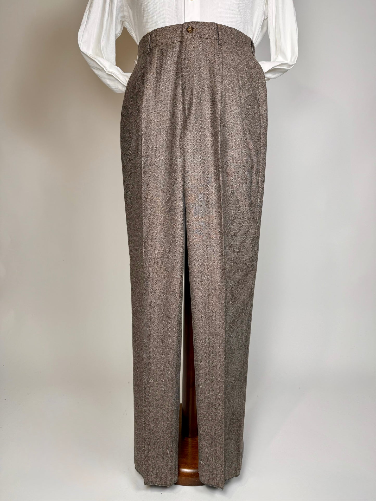 Pantaloni anni ‘70 flanella tabacco misto lana (NOS) - tg. 44