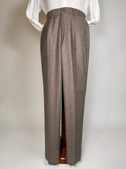 Pantaloni anni ‘70 flanella tabacco misto lana (NOS) - tg. 44