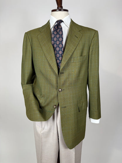 Giacca De Paz fresco lana verde glen check - tg. 52