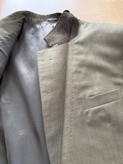 Completo anni ‘80 verde oliva lana pettinata E. Zegna - tg. 48/50