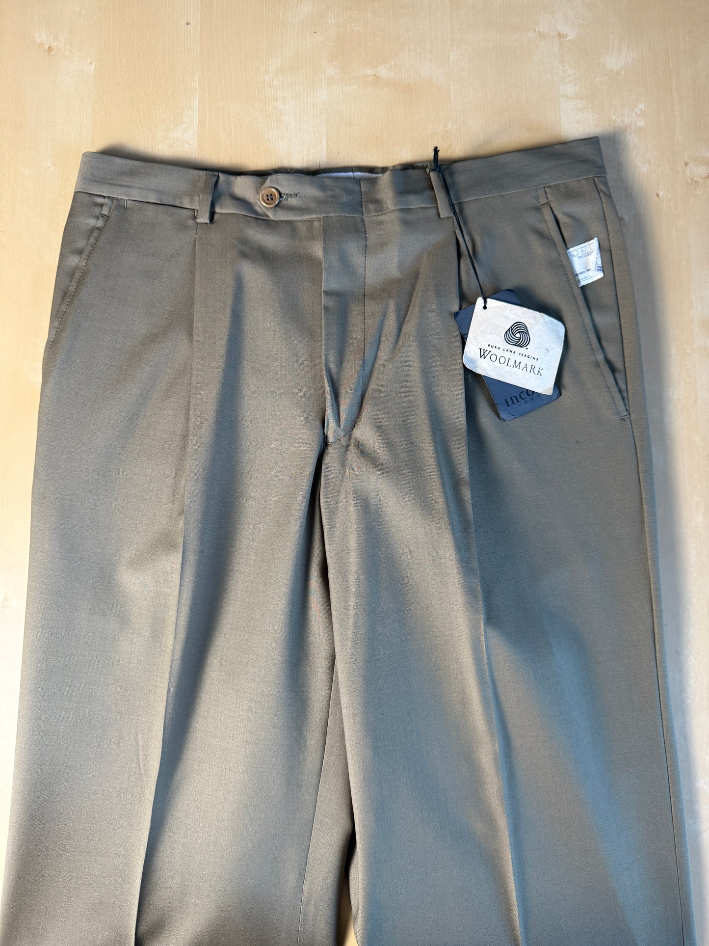 Pantalone anni ‘90 fresco lana verde salvia (NOS) - tg. 48