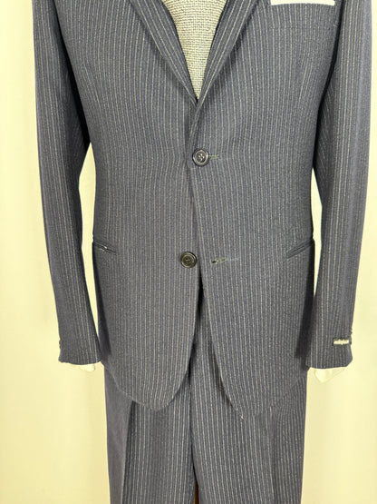 Completo Marzotto anni ‘70/‘80 in flanella blu gessato (NOS) - tg. 44