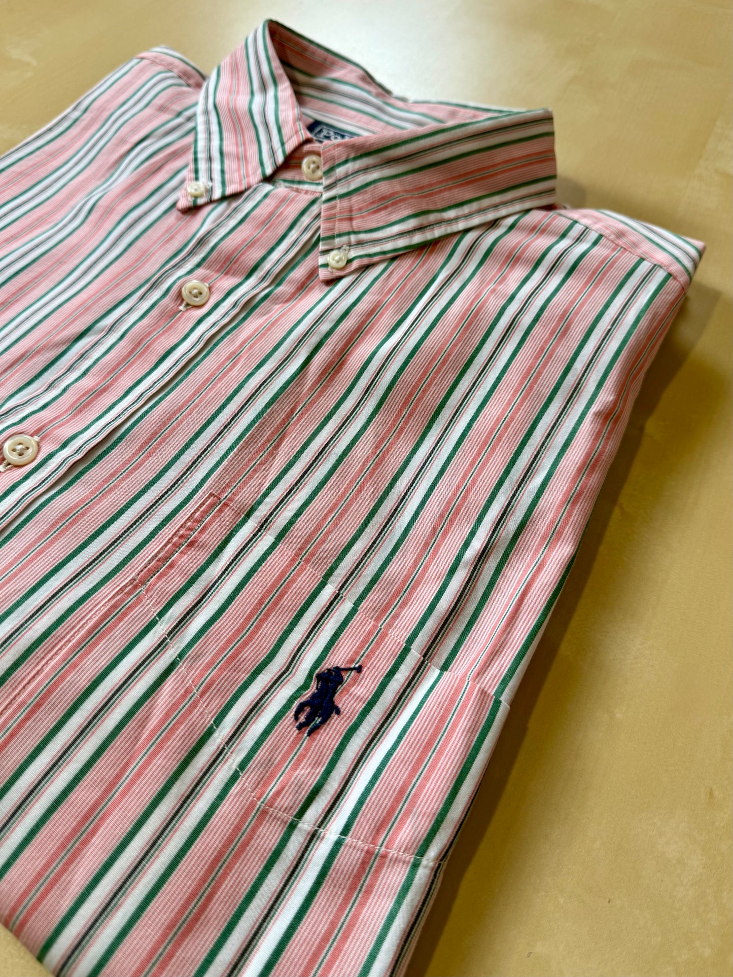 Camicia Ralph Lauren righe rosa verdi -  L collo 42