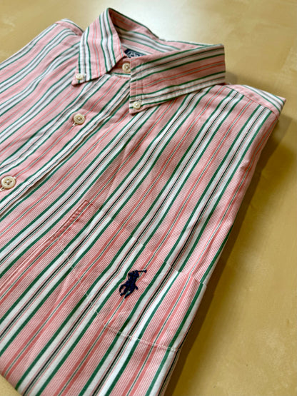 Camicia Ralph Lauren righe rosa verdi -  L collo 42