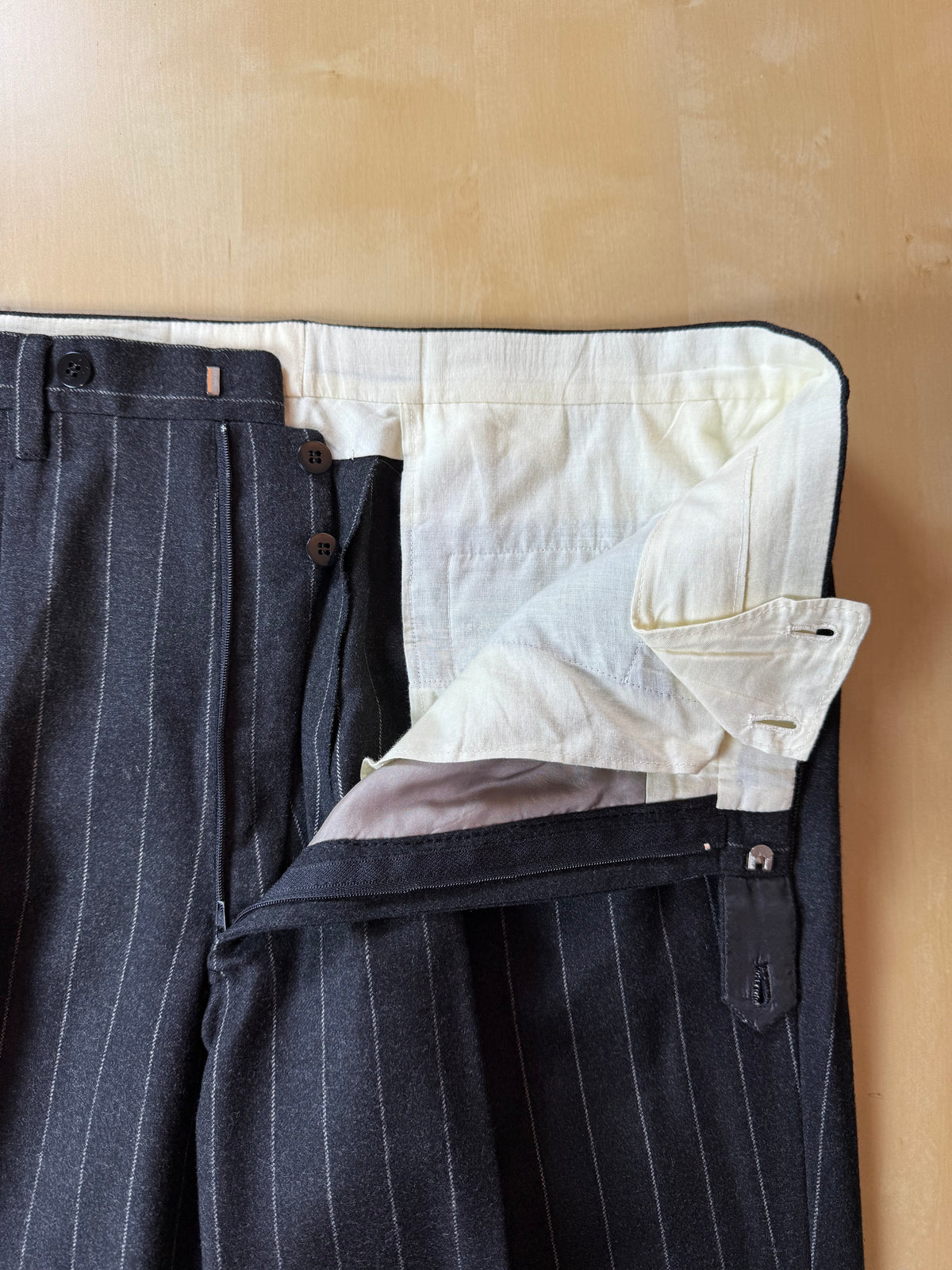 Completo gessato sartoriale in flanella lana e cashmere tessuto Loro Piana - tg. 50