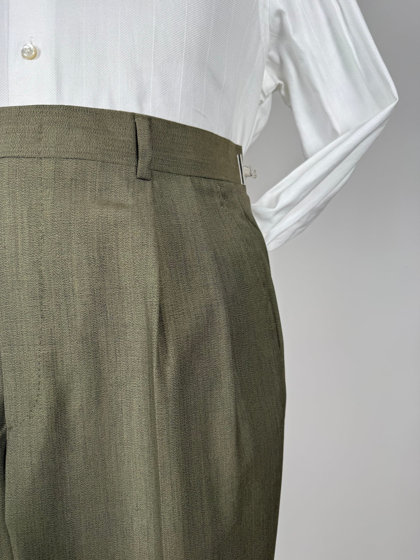 Pantaloni fresco lana verde oliva anni '80 (NOS) - tg. 50