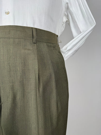 Pantaloni fresco lana verde oliva anni '80 (NOS) - tg. 50