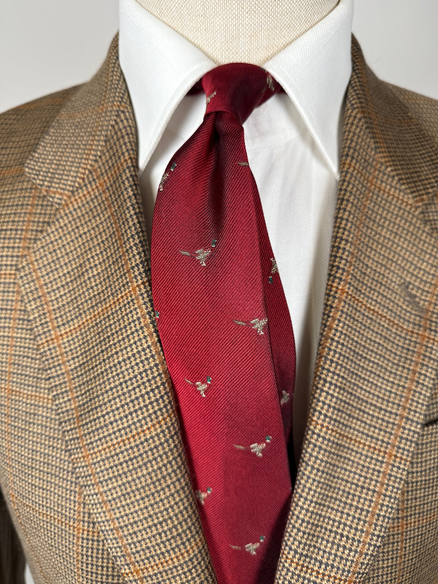 Cravatta De Paz vintage rossa con fagiani