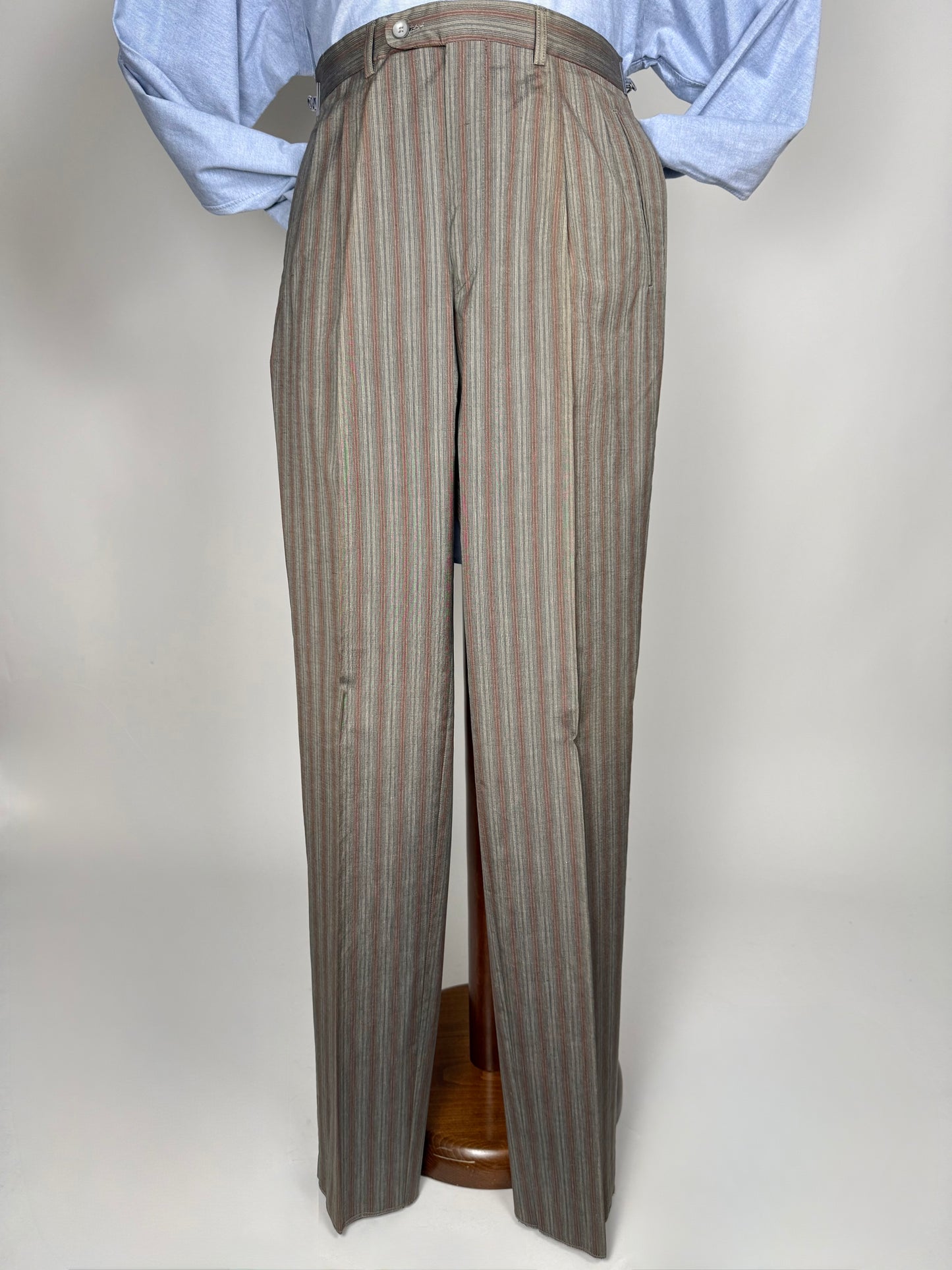 Pantaloni in cotone grigio a righe anni ‘80 (NOS) - tg. 46