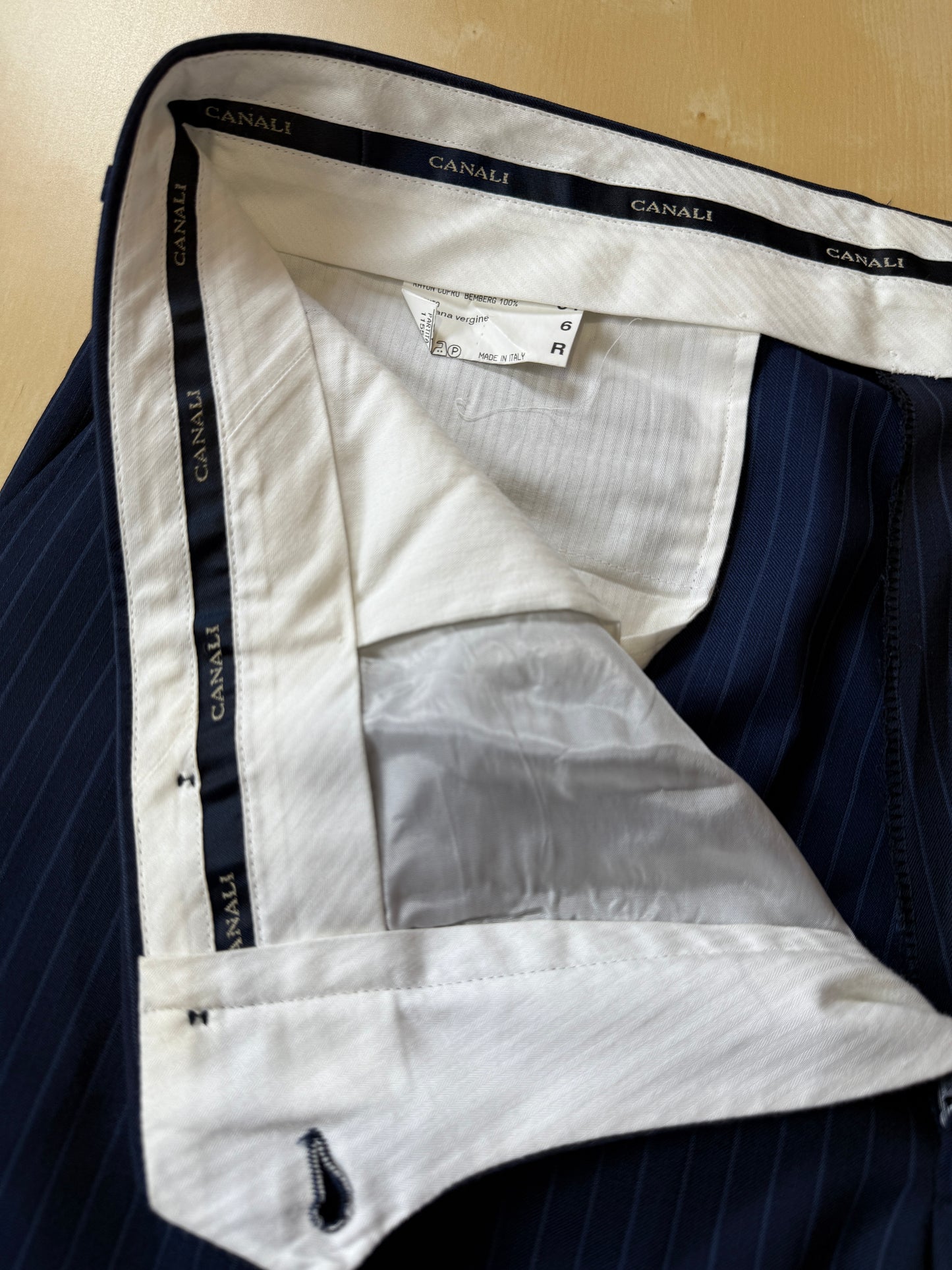 Completo Canali lana pettinata blu gessato - tg. 54