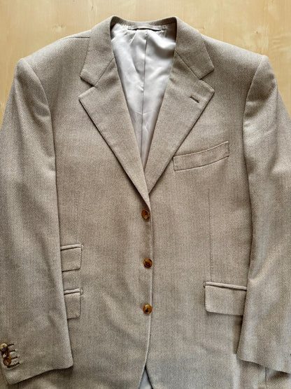 Giacca sartoriale herringbone lana e cashmere beige - tg. 54/56