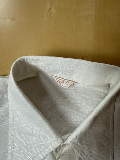 Camicia bianca anni ‘70 jacquard con collo italiano - S collo 39