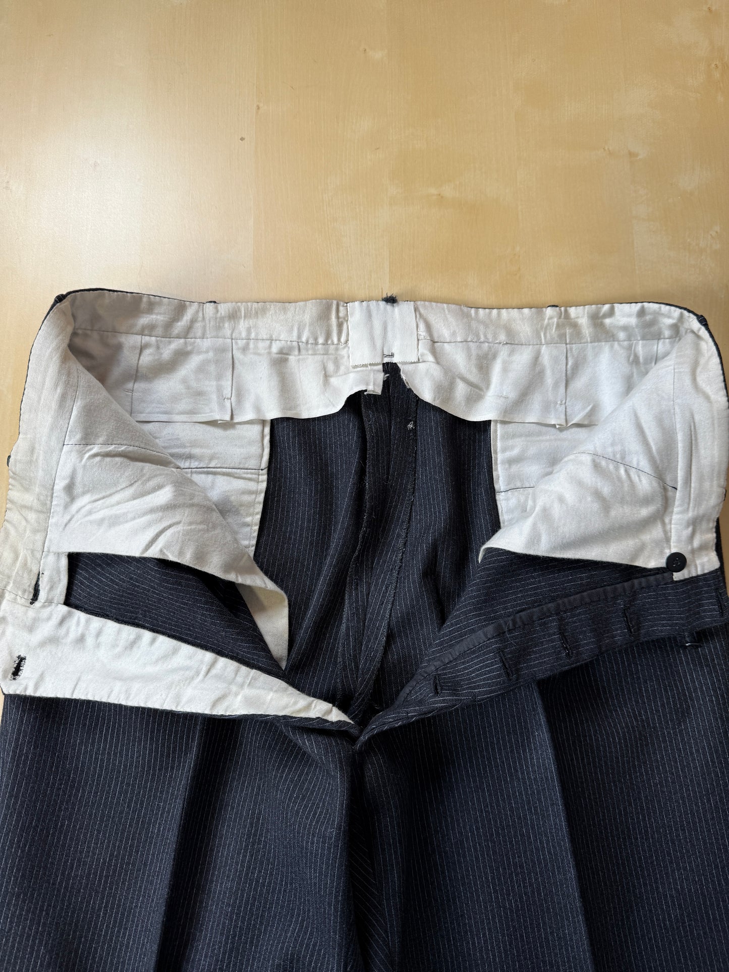 Completo 3 pezzi anni ‘60 sartoriale flanella antracite gessato - tg. 50