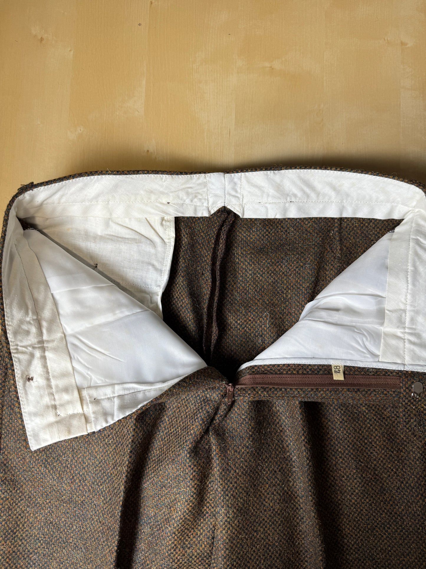 Pantaloni anni ‘70/‘80 in tweed cachi - tg. 46