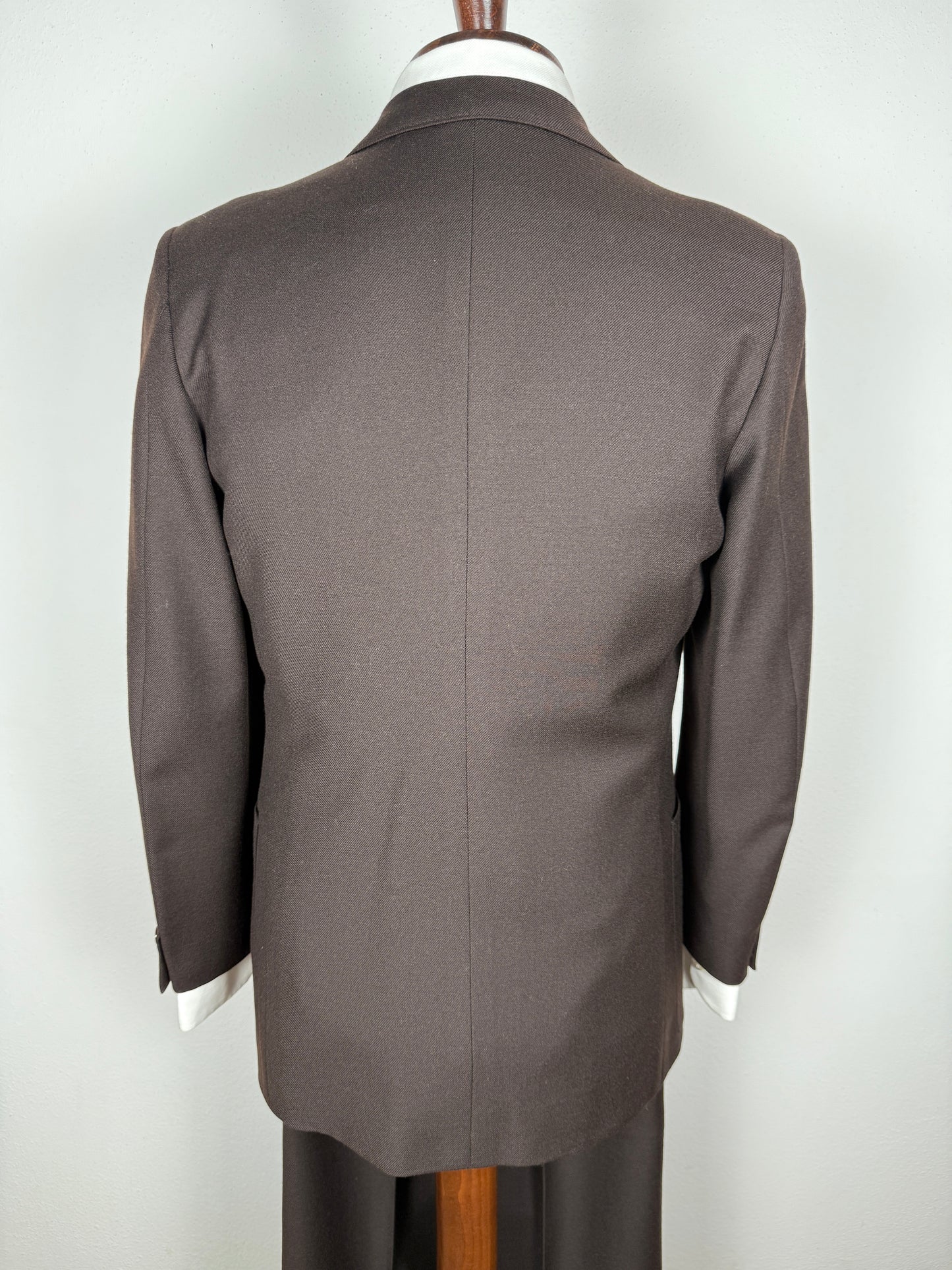 Completo 3 pezzi anni ‘70 a zampa in flanella marrone - tg. 44/46