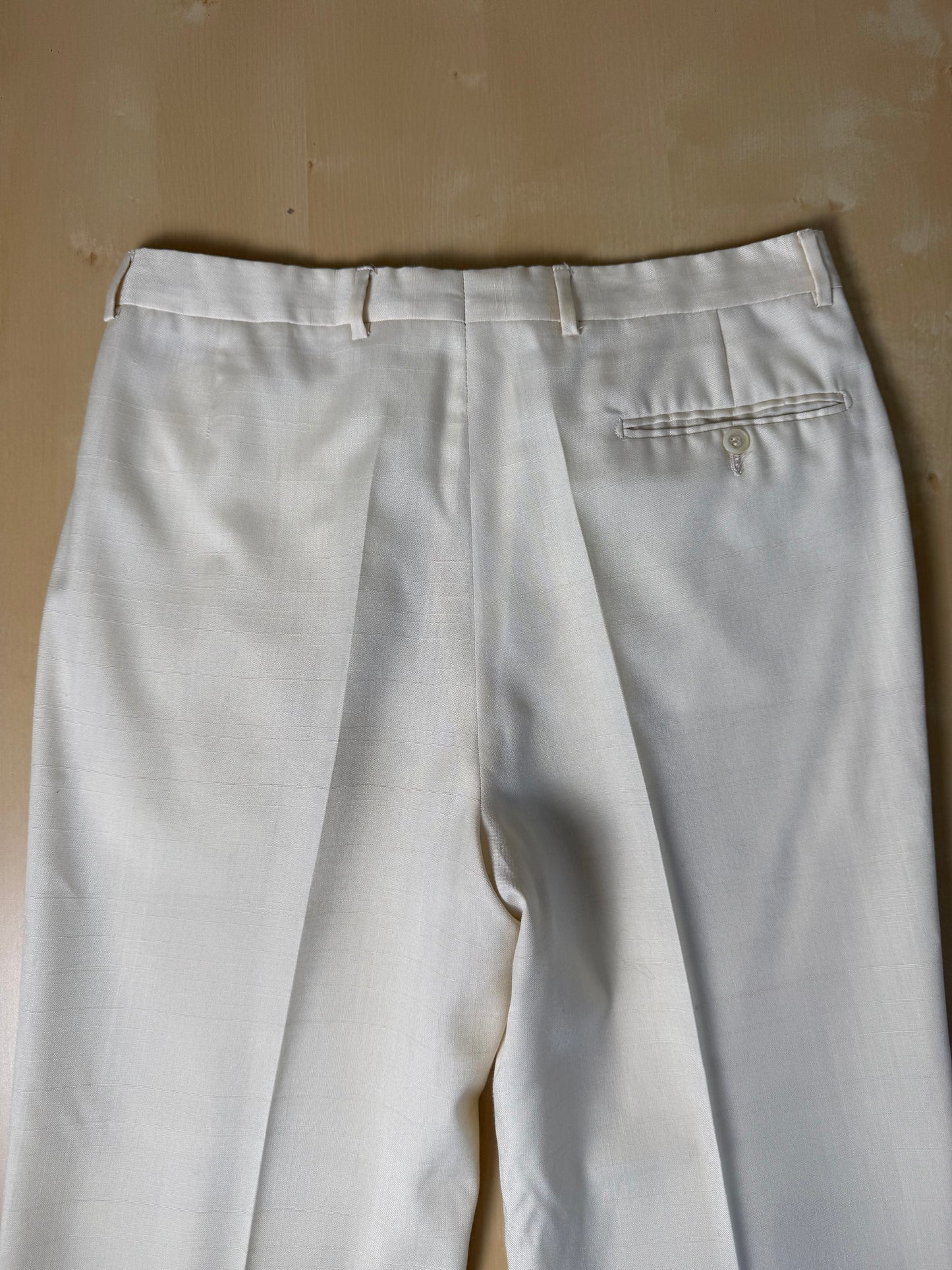 Pantaloni anni '70 misto seta color avorio - tg. 44/46