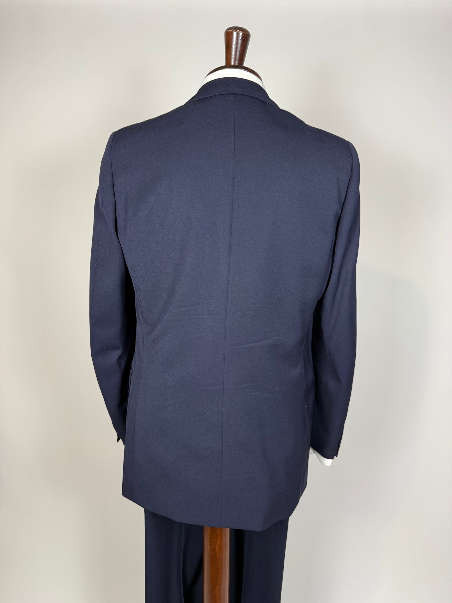 Completo doppiopetto anni '70/'80 twill lana pettinata blu - tg. 48