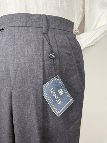 Pantalone anni ‘80 in fresco lana grigio antracite (NOS) - tg. 48