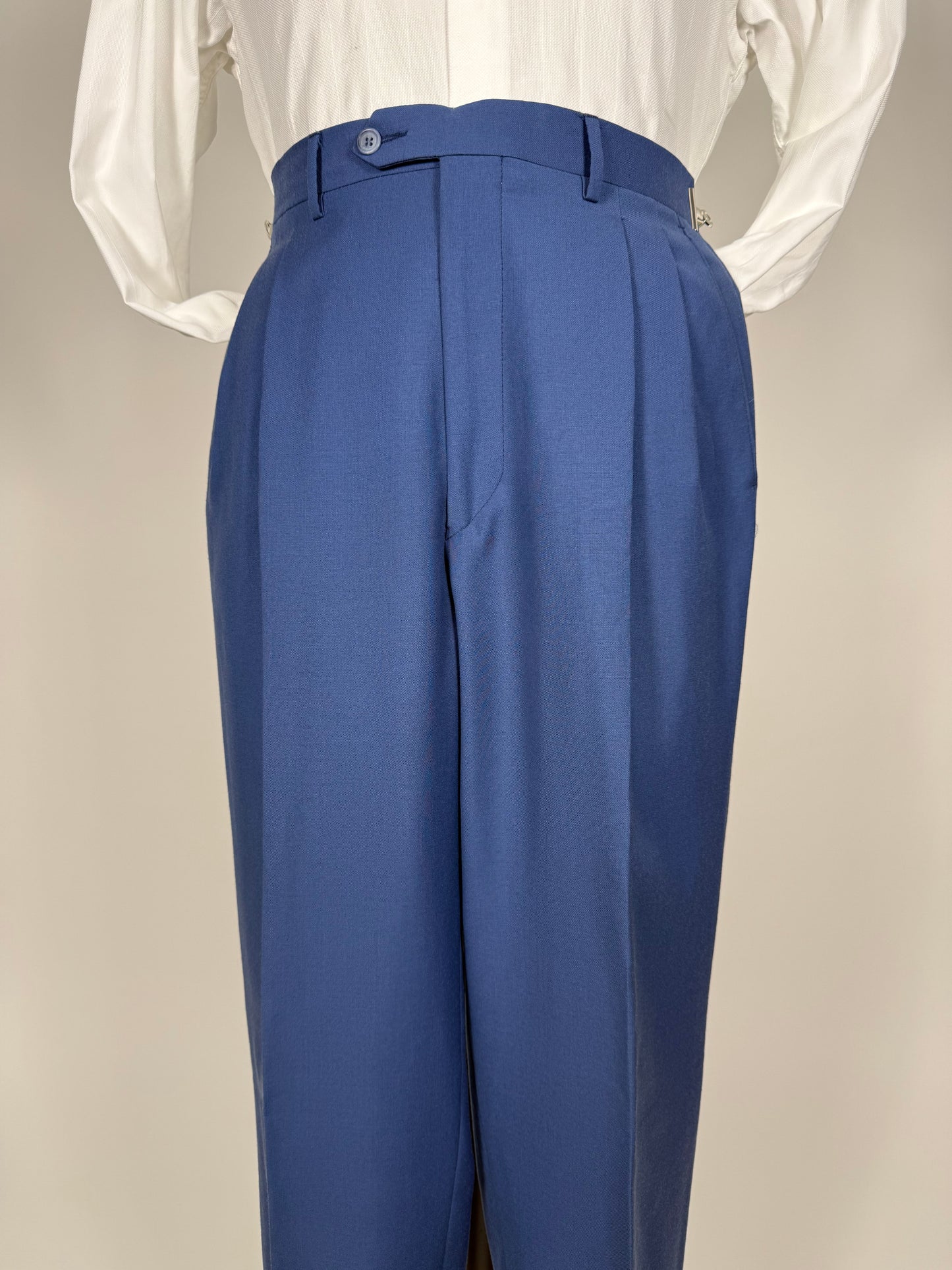 Completo anni '80 fresco lana bluette - tg. 52, pantaloni 48