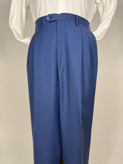 Completo anni '80 fresco lana bluette - tg. 52, pantaloni 48