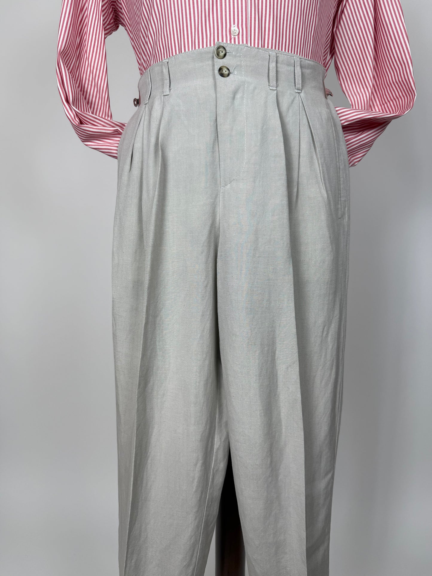 Completo doppiopetto anni '80 oversize viscosa e lino - tg. 46 corta