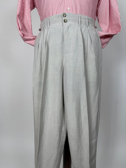 Completo doppiopetto anni '80 oversize viscosa e lino - tg. 46 corta