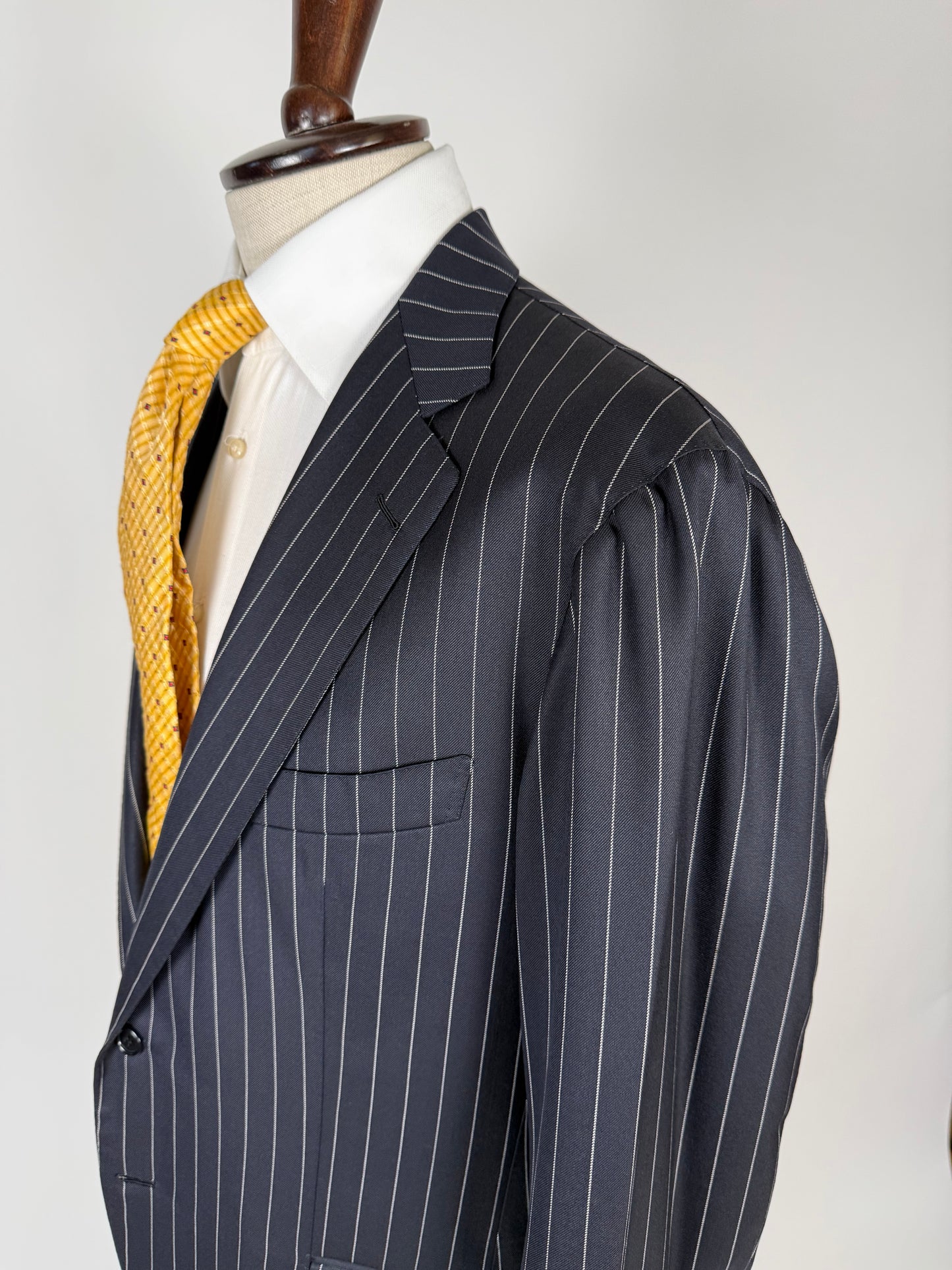 Completo sartoriale flanella pettinata blu gessato - tg. 56 drop 0-2