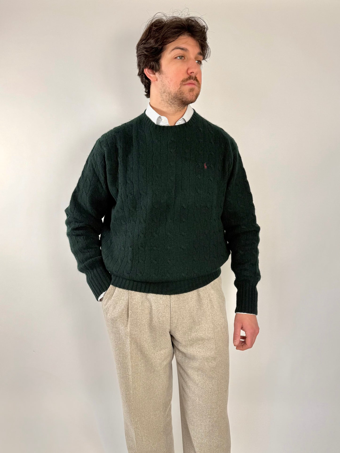 Maglione Polo Ralph Lauren in pura lana a trecce - L