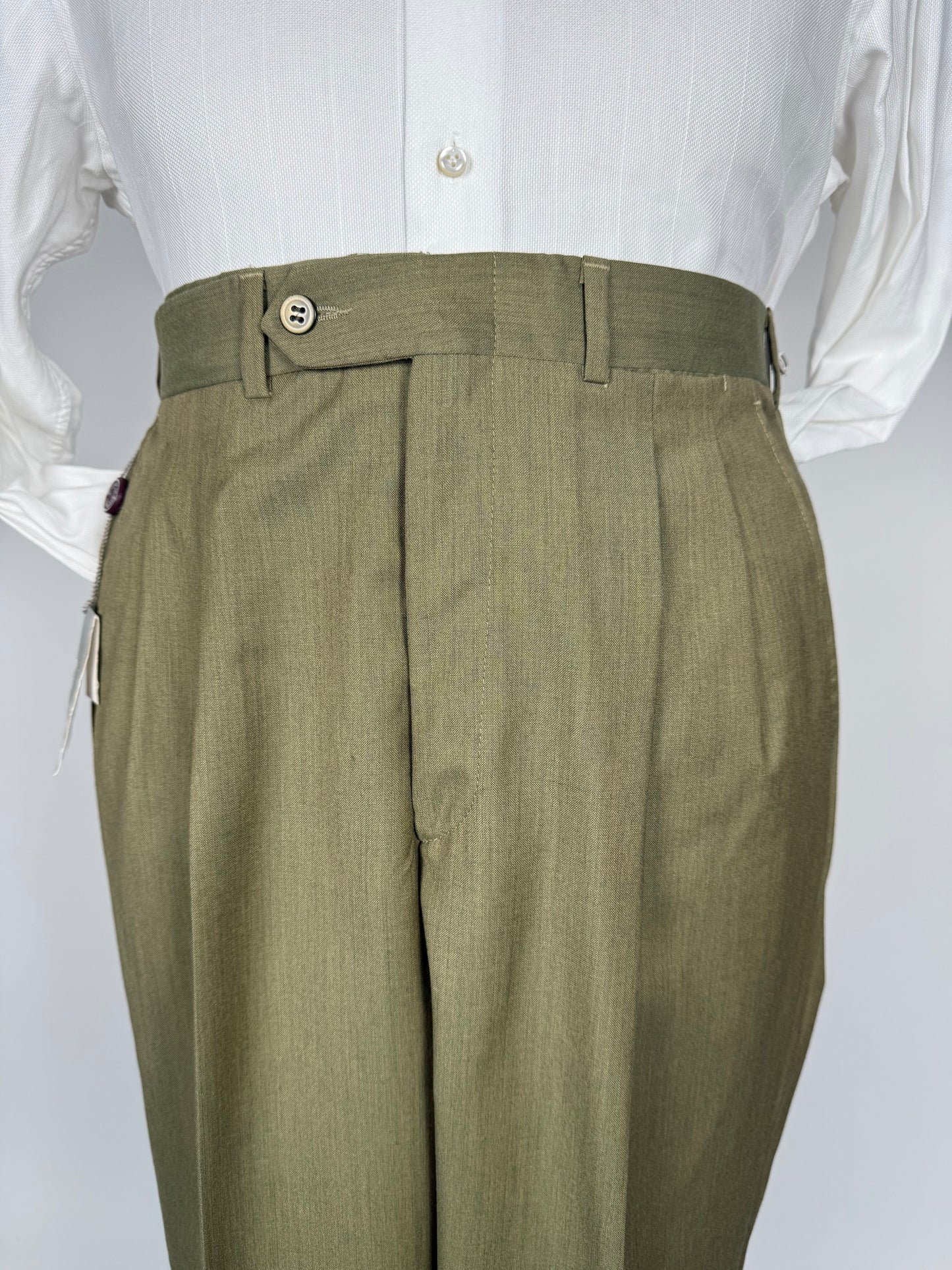 Pantaloni fresco lana verde oliva anni '80 NOS - tg. 50