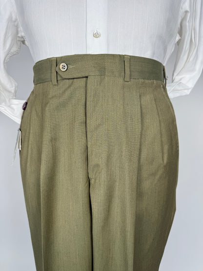 Pantaloni fresco lana verde oliva anni '80 NOS - tg. 50